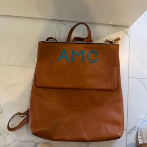 Clare V Leather Backpack with AMC monogram